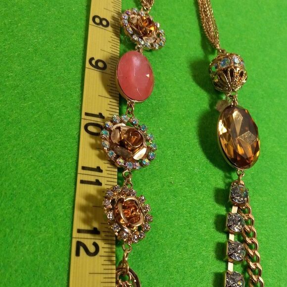 NWT ABS Allen Schwartz Gold tone Metal Floral Necklace - Picture 7 of 7